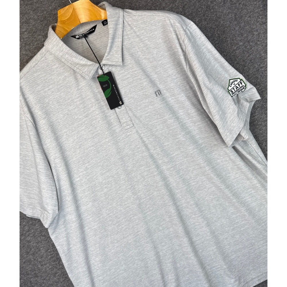 TravisMathew The Heater Polo Mens 3XL Heather Microchip Grey Callaway Patch Golf